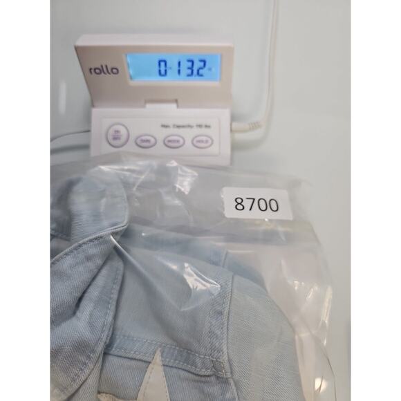 Jean Jacket Girls XS 4/5 Light Wash Denim Star Patches Stretch - Picture 7 of 7